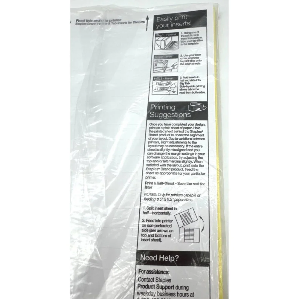Staples Big Tab Blank Paper Dividers 5-Tab Clear 4/Pack (13515) lot of 2